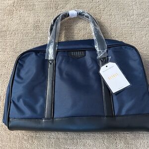 Navy and Black Men's Duffel Bag